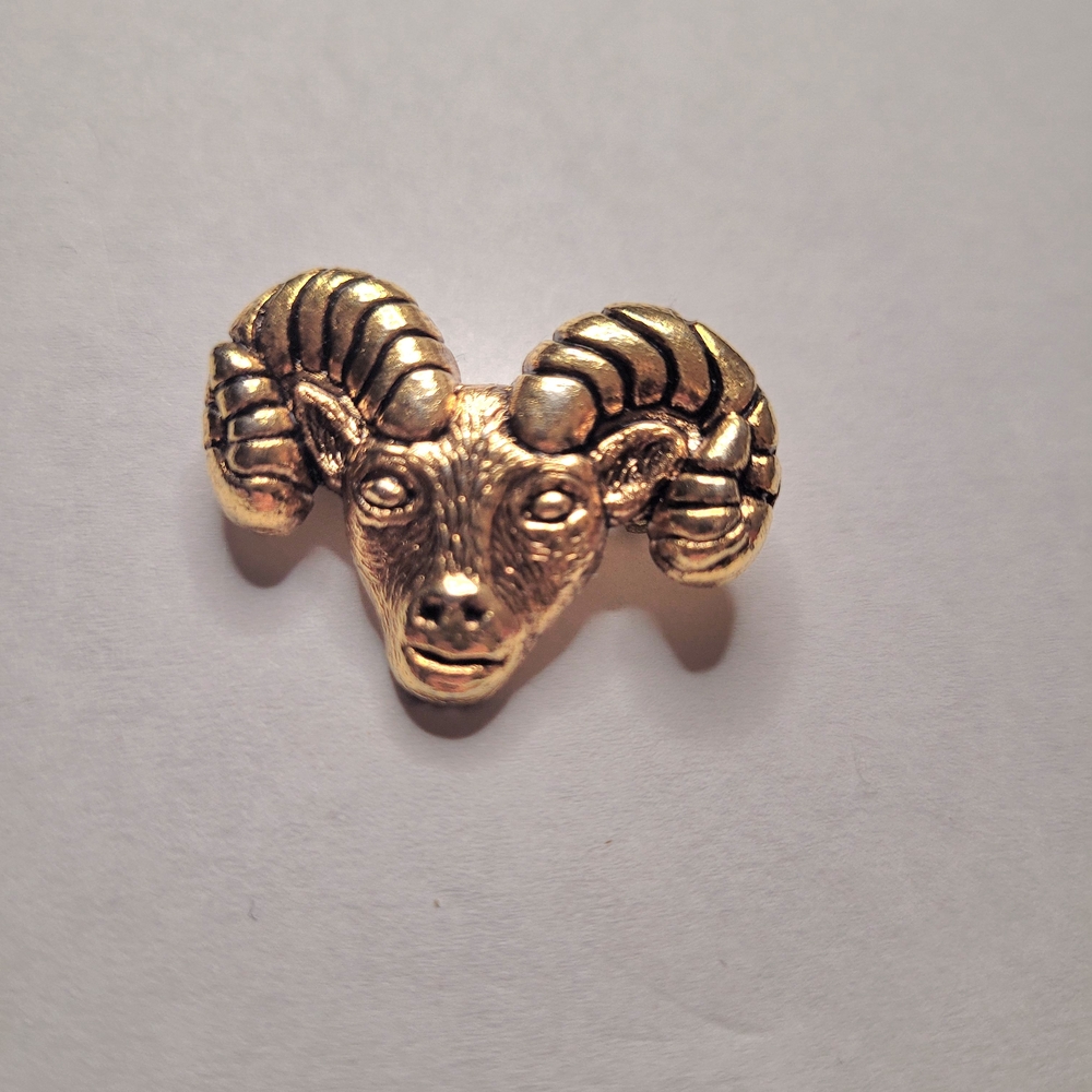 Vintage Gold Ram Head Brooch Pin Rare